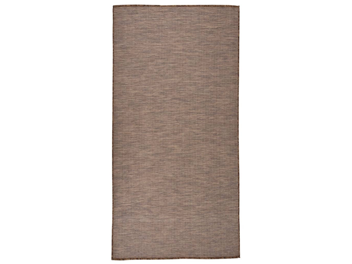 Vidaxl Tapete De Tecido Plano Para Exterior 100x200 Cm Castanho