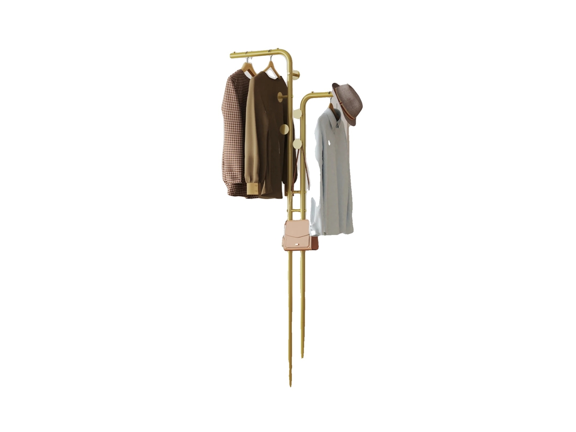Cabideiro, Design De Suporte Duplo, Base De Granito Robusta, Ouro E Branco, L Oem