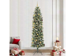 Vidaxl Árvore Slim De Natal Artificial Verde E Branco 240 Cm