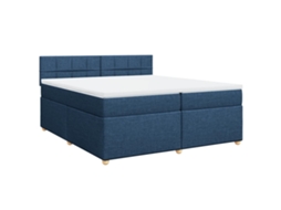 Cama com Molas/colchão 200x200 Cm Tecido Azul MAISON EXCLUSIVE