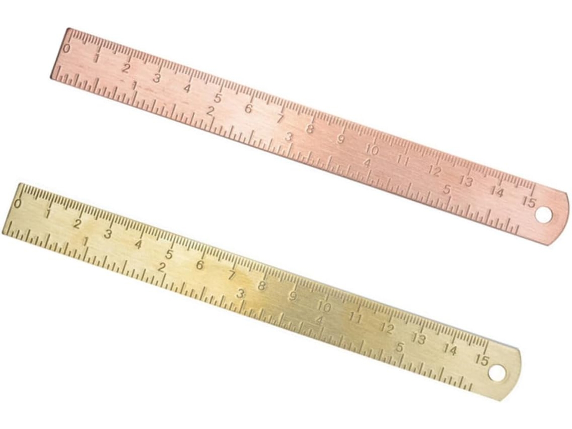 Régua Dupla Vintage De Latão, 2 Peças, Para Escritório E Escola, Régua