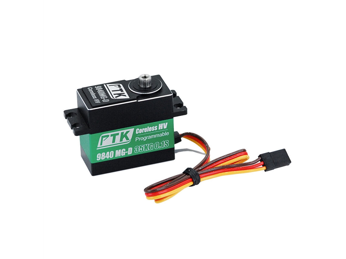 Servo Digital À Prova de Salpicos com Engrenagens de Metal, Verde Ptk 9840mg d, 35 Kg, para Carros Telecomandados, Aviões de Asa Fixa e Modelos. MDUG
