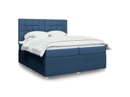 Vidaxl Cama Com Molas/colchão 200x200 Cm Tecido Azul