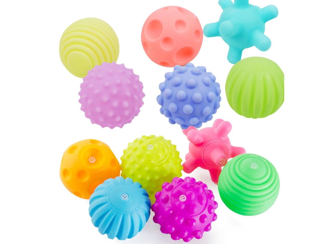 Ats 12 Piezas de Juguetes Sensoriales para Bebés: Pelotas de Plástico Suaves, Conjunto Multiestructurado Y Multicolor para Niños Bebés