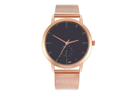 Relógio de pulso analógico de quartzo Zhoulianfa com pulseira de malha (ouro rosa)