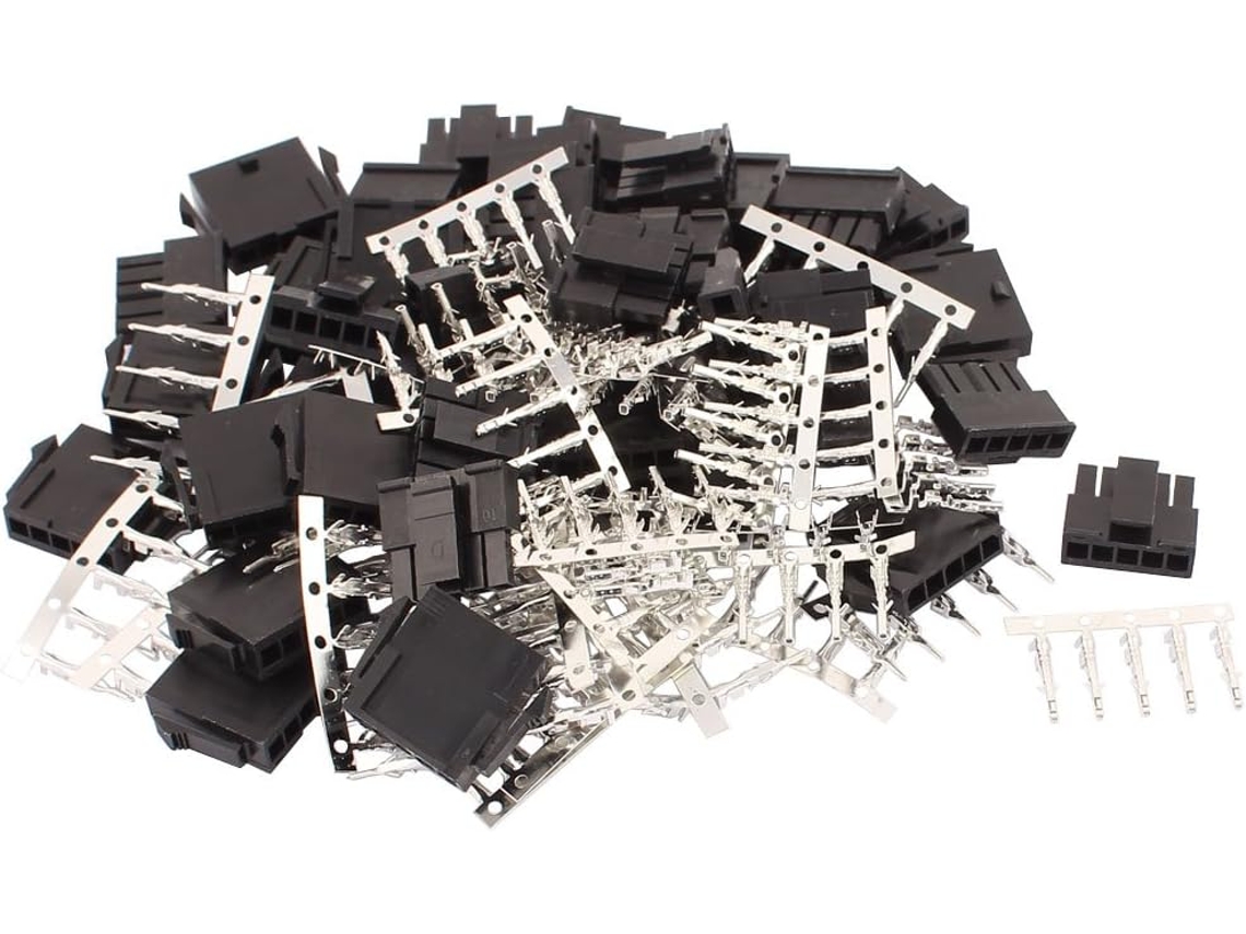 Conjunto de 20 Conectores Atx 5 Pinos Macho + Fêmea Preto 3,0 mm CHABERLU