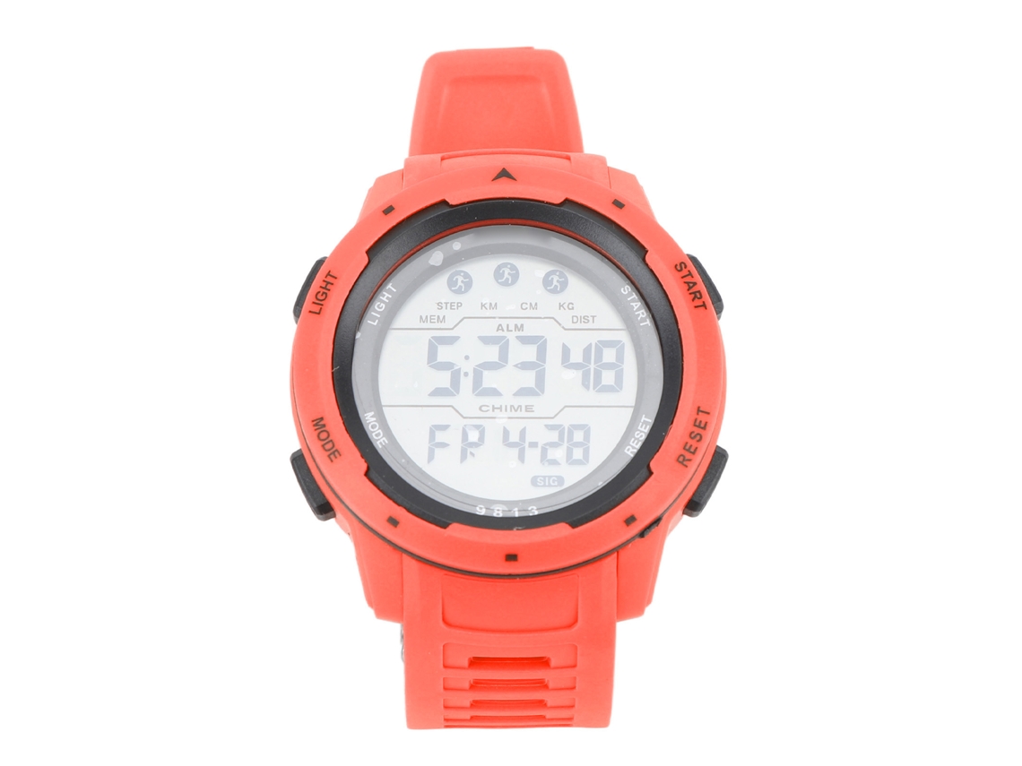 Relógio Digital Esportivo Masculino Cronógrafo Pulseira De Borracha À Prova D'água Outdoor Vermelho