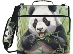 Organizador De Bolsa Com Zíper, Estampa De Panda Fofo Comendo, 3 Argolas Pendurar E Bolsos Resistentes À Água