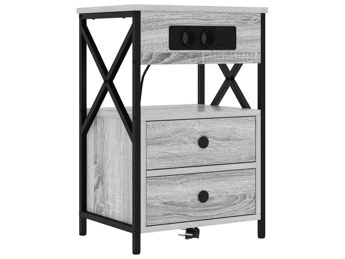 Armário de Cabeceira com Gaveta Cinza Sonoma 40x31x60 cm MAISON EXCLUSIVE