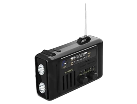 Rádio De Emergência Com Manivela Solar, Noaa/am/fm Com Lanterna Led, Alarme Sos E Bússola Eifson (preto)