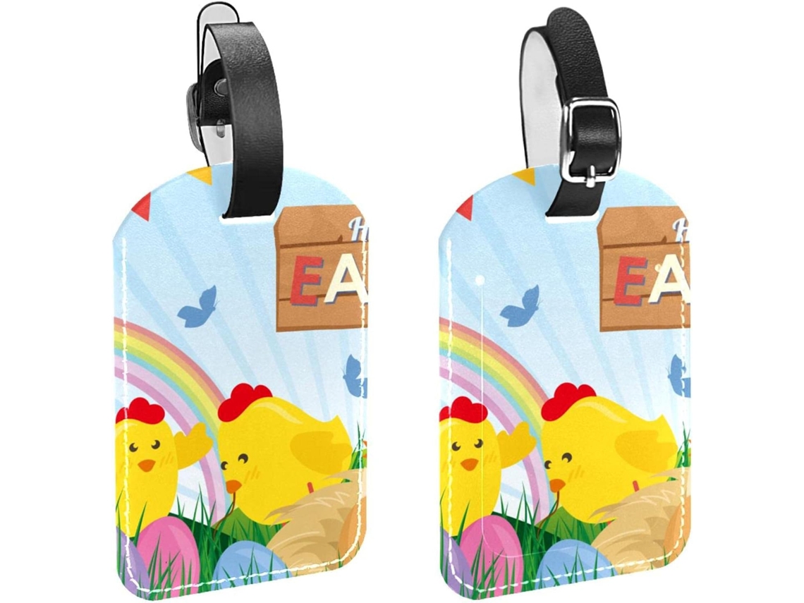 Conjunto De 2 Etiquetas Identificação Malas E Bagagens Com Design Ovos Páscoa