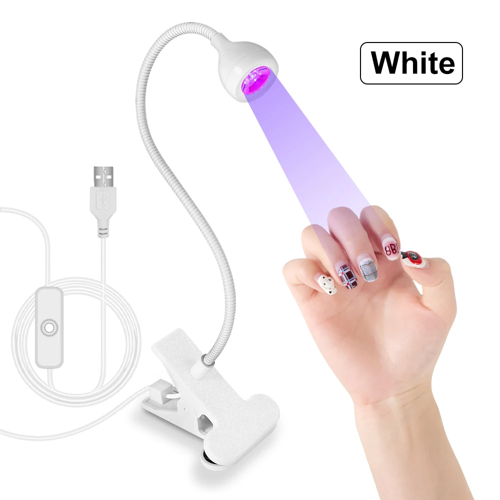 Lâmpada Uv Led Para Unhas. Mini Lâmpada Portátil Usb Flexível Com Presilha, Para Uso Em Salões De Manicure. Cor: Branca