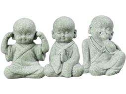 Inoomp 3 Pequenas Estatuetas de Monges para Decoração de Jardim, Feitas de Pedra Fundida, Esculturas Zen Chinesas, CHABERLU