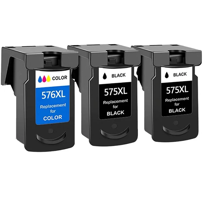 Cartucho de Tinta Refabricado Pg575 Cl576 para Impressoras Canon Pixma Ts3550i, Ts3551i, Tr4750i e Tr4751i. MDUG (2 Pretos, 1 a Cores)