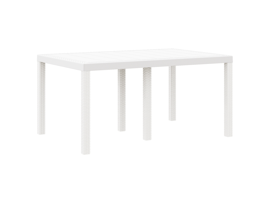 Conjunto 1 Mesa De Jardim Vidaxl Branco Vime Pe (150 X 100 X 73 Cm)