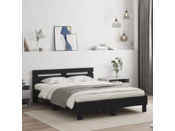 Vidaxl Estrutura De Cama Com Cabeceira E Luzes Led 140x190 Cm Preto