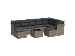 Conjunto de 10 Sofás de Jardim com Almofadões Vime Pe Cinzento MAISON EXCLUSIVE