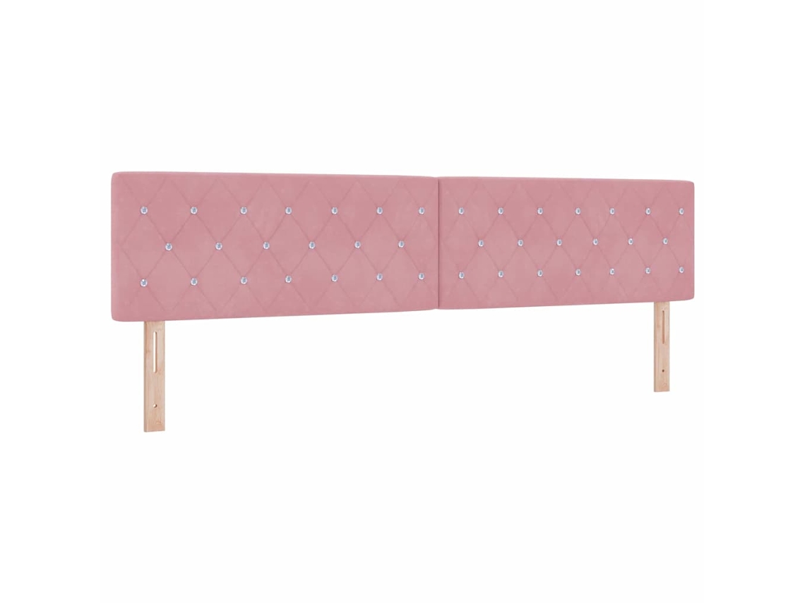 Cabeceira | Painel De Cama Led Com Luzes De Tira Led Rosa 200 Cm Poliéster