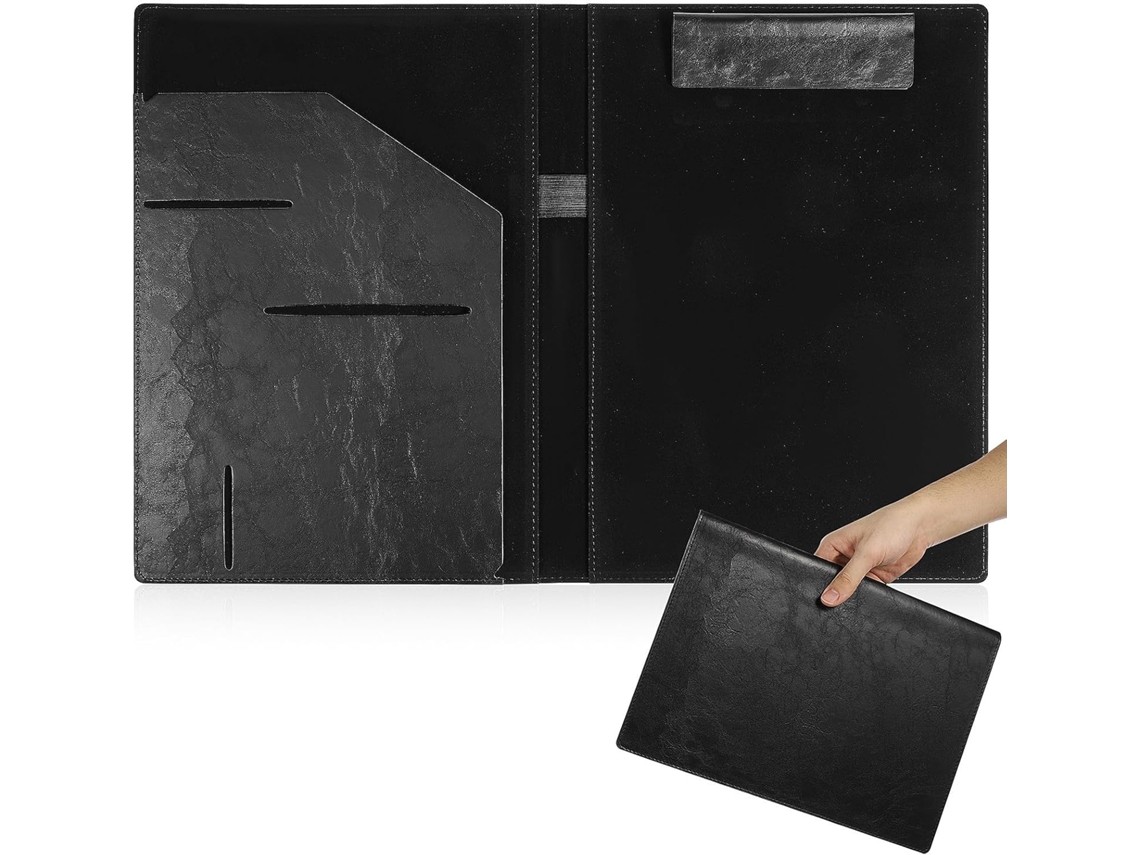 Pasta De Trabalho Genérica A4 Com Vários Ganchos E Bolsos Documentos, Leve E Durável, Em Material Pu Preto