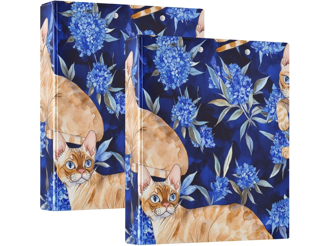 Macarrão escolar com anéis e saquinhos, estampa de um adorável gato Devon Brown, design animado, tamanho 1, 5 polegadas