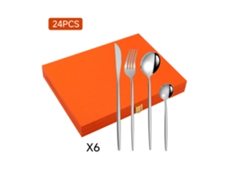 Conjunto De Talheres Inox 24 Peças Com Caixa Oferta - Prata - Eifson
