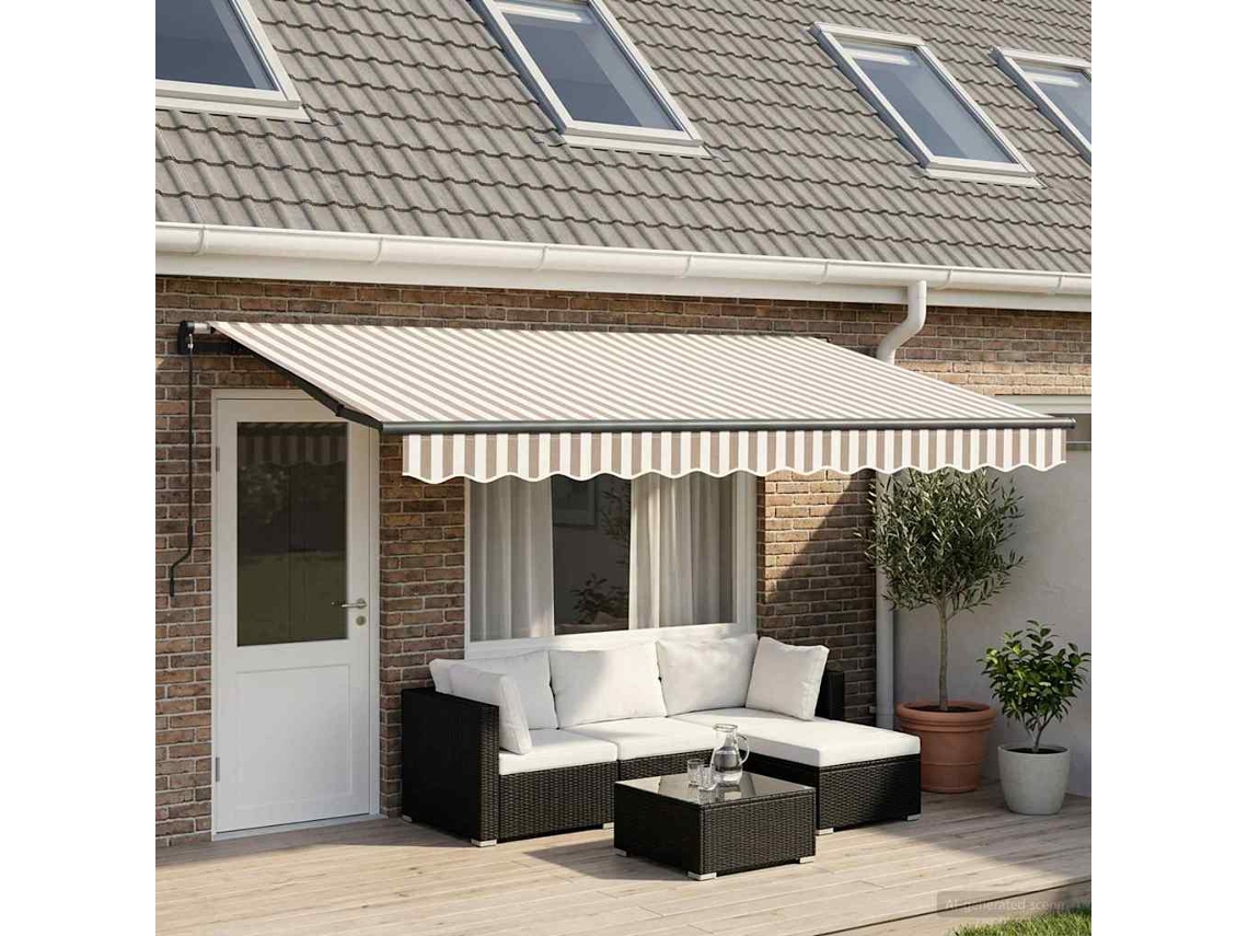 Vidaxl Toldo Retrátil Cinza Claro E Branco 400 × 300 Cm