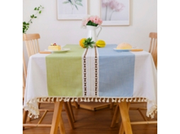 Toalha de Mesa Retangular Elegante de Linho de Algodão Engrossado com Borla para Decoração de Jantar 140*140 Cm Estilo1