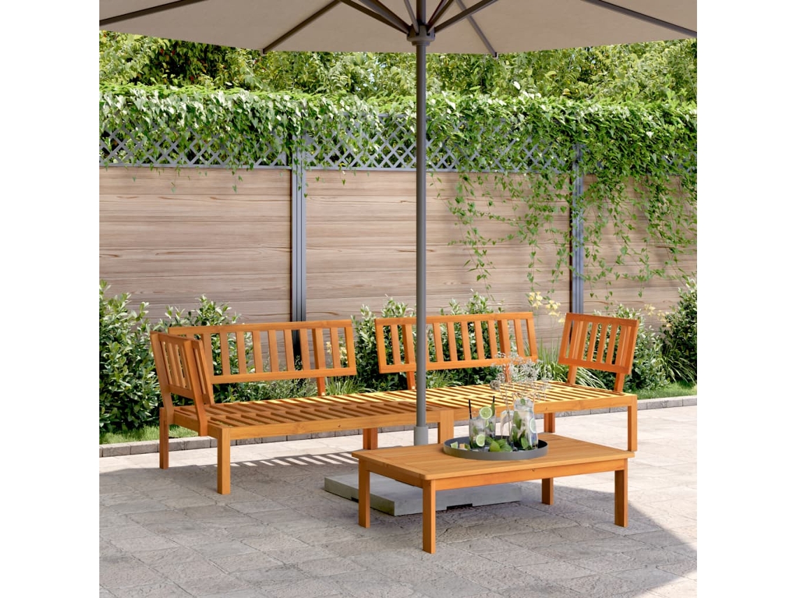 Vidaxl Sofás De Canto Paletes 2 Pcs P/ Jardim Madeira De Acácia Maciça