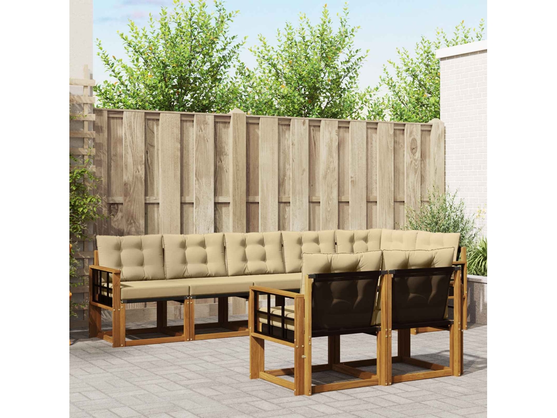 Vidaxl Conjunto De Sofás Para Exterior 8 Unid. Natural E Bege