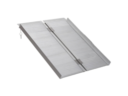 Rampa Dobrável Antiderrapante para Cadeira de Rodas em Alumínio com Bordas Elevadas, Carga Máxima de 270 Kg, 91 X 74 Cm