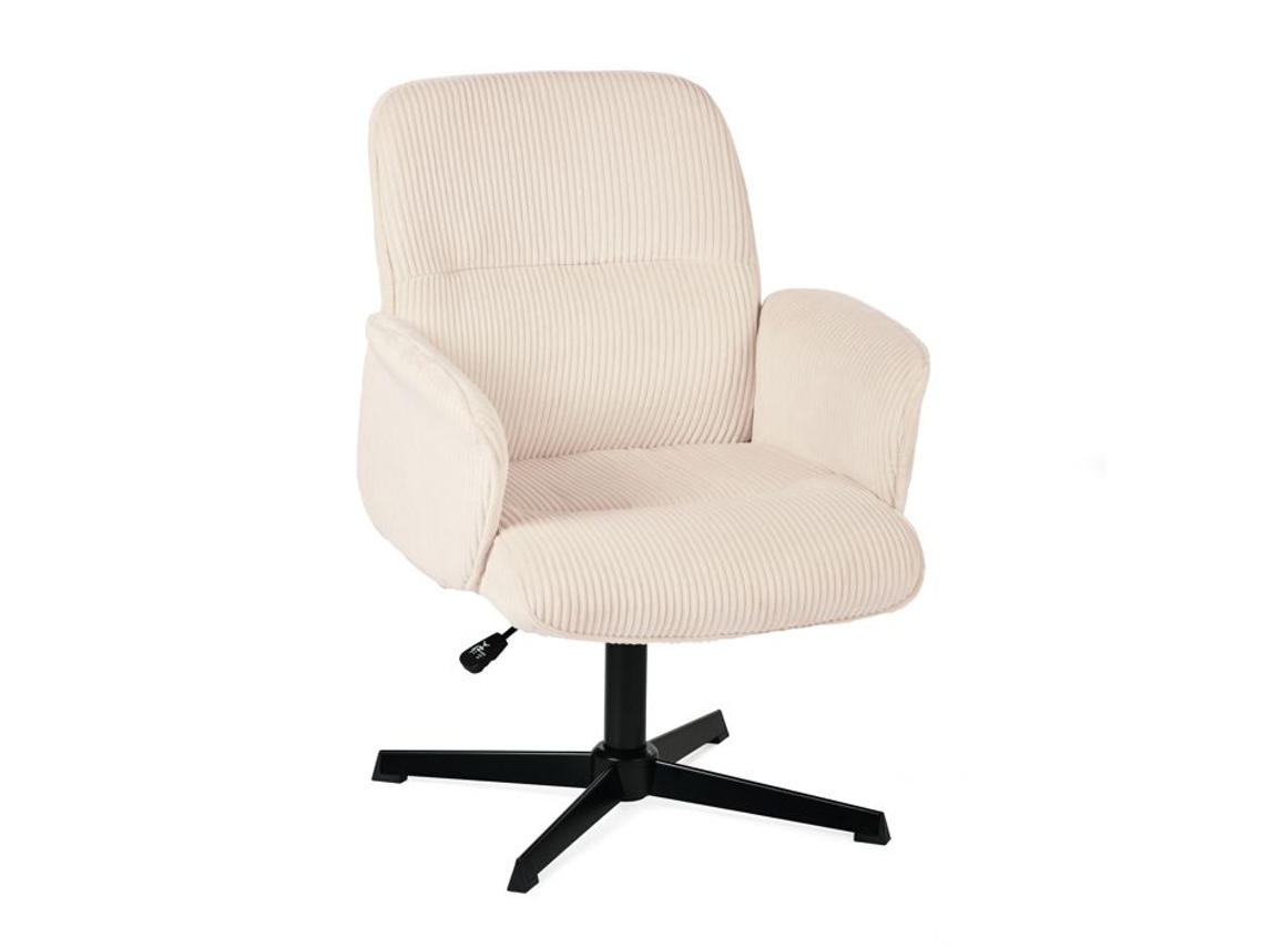 Cadeira de Escritório Ergonômica Bege com Assento Giratório, Altura Ajustável, Apoio de Braço em Veludo Cotelê, Sem Rodízio thomasina MEUBLES COSY