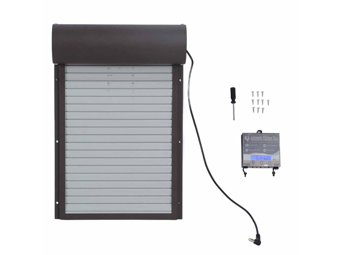 Porta Automática para Galinheiro LAXISCREED com temporizador e bateria, metálica LAXISCREED