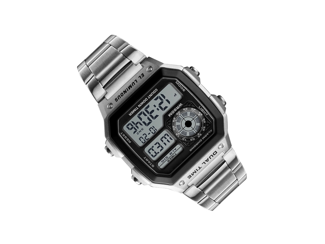 Reloj Deportivo Hombre Acero Inoxidable 5atm Resistente Al Agua Digital Con Luz De Fondo Cronógrafo