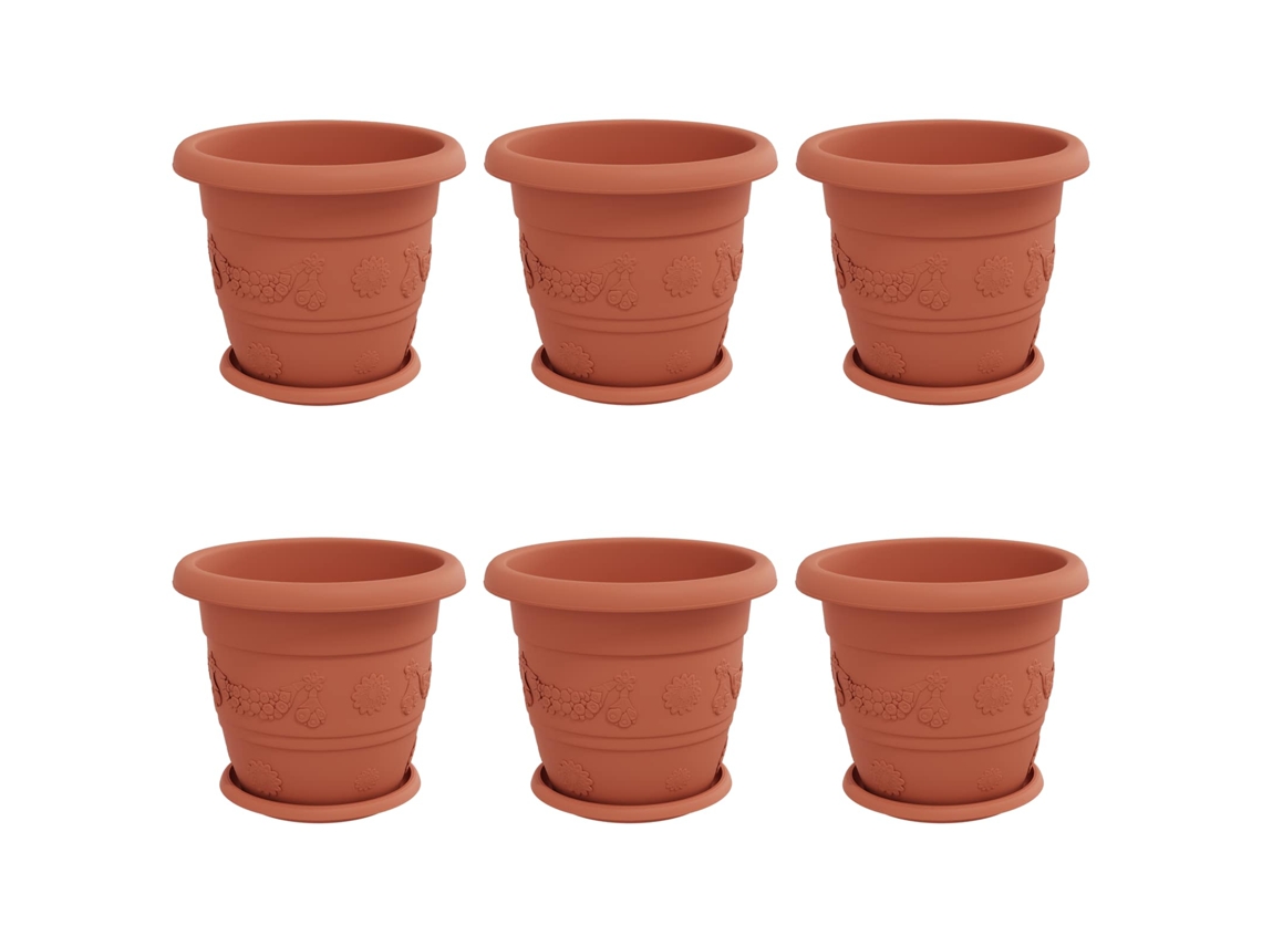 Conjunto 6 Plástico Vidaxl Vermelho Plástico (ø 30 X 25 Cm)