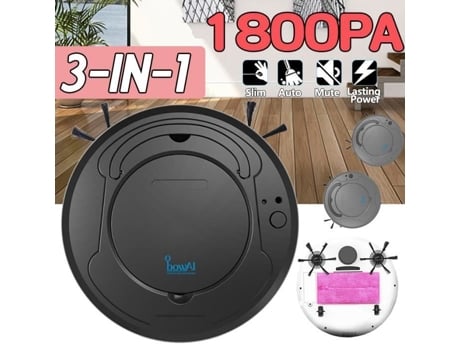 TEMPSA 3IN1 Aspirador Automático Robô de Limpeza Inteligente Chão Sujeira Poeira Vassoura USB Silenciosa PRETO TEMPSA