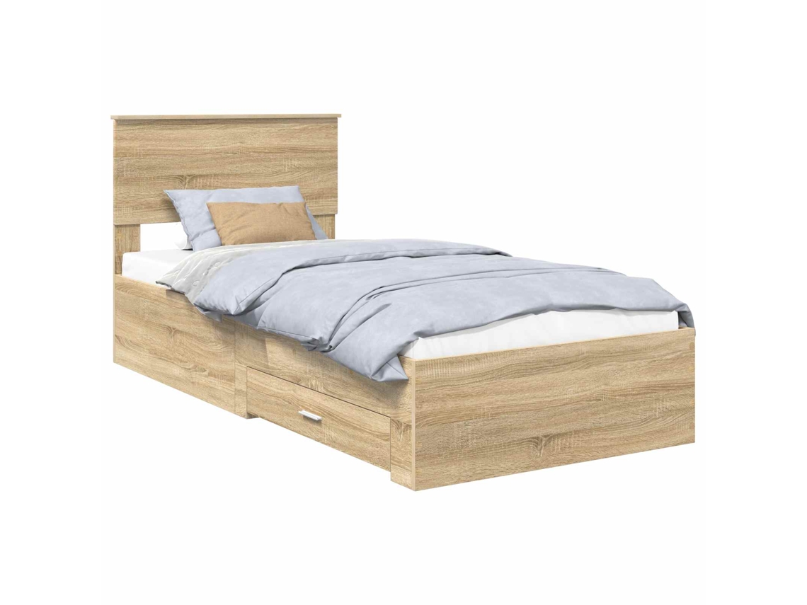 Estrutura da Cama Carvalho Sonoma e Prata 75 X 190 Cm MAISON EXCLUSIVE