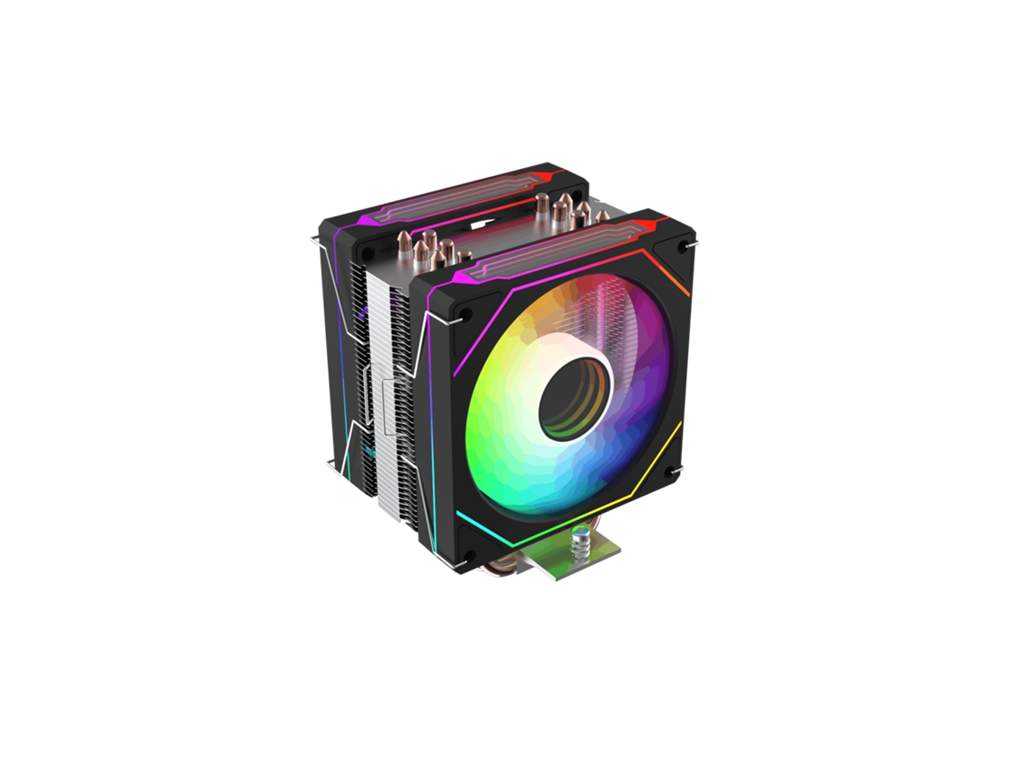 Cooler Cpu Dissipador Progaming Twinstorm X6 2x 120mm Argb Infinity Mirror 6 Heatpipes Display Temp 395w Tdp Preto