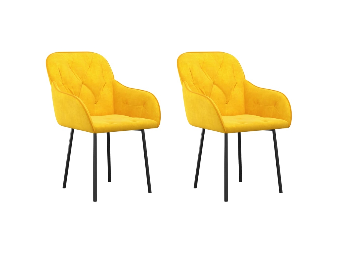 Dining Chair, Dining Chairs Vidaxl Amarelo Veludo (n/a)