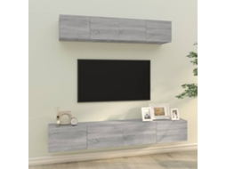 Vidaxl Conjunto Móveis De Tv 4 Pcs Madeira Processada Sonoma Cinza