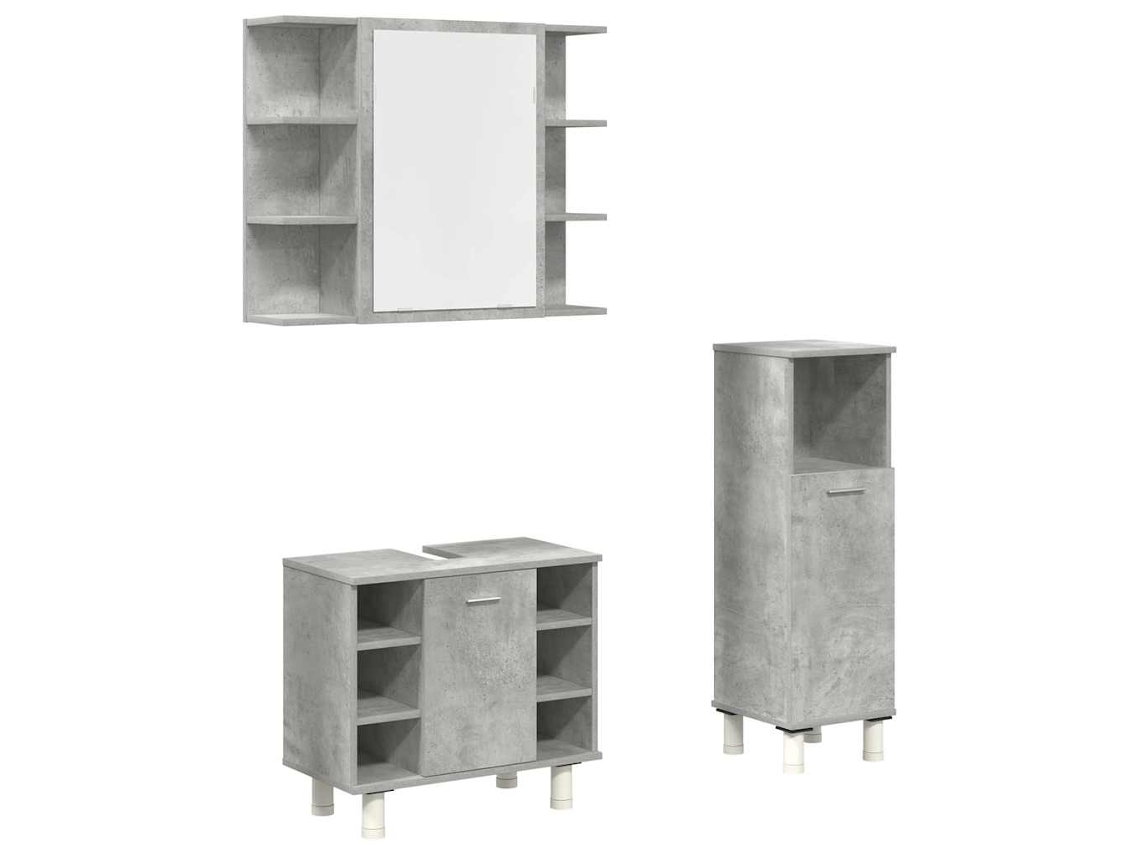 Conjunto de 3 Móveis Casa Banho De Madeira Cinza Cimento MAISON EXCLUSIVE (95x95x45 cm)