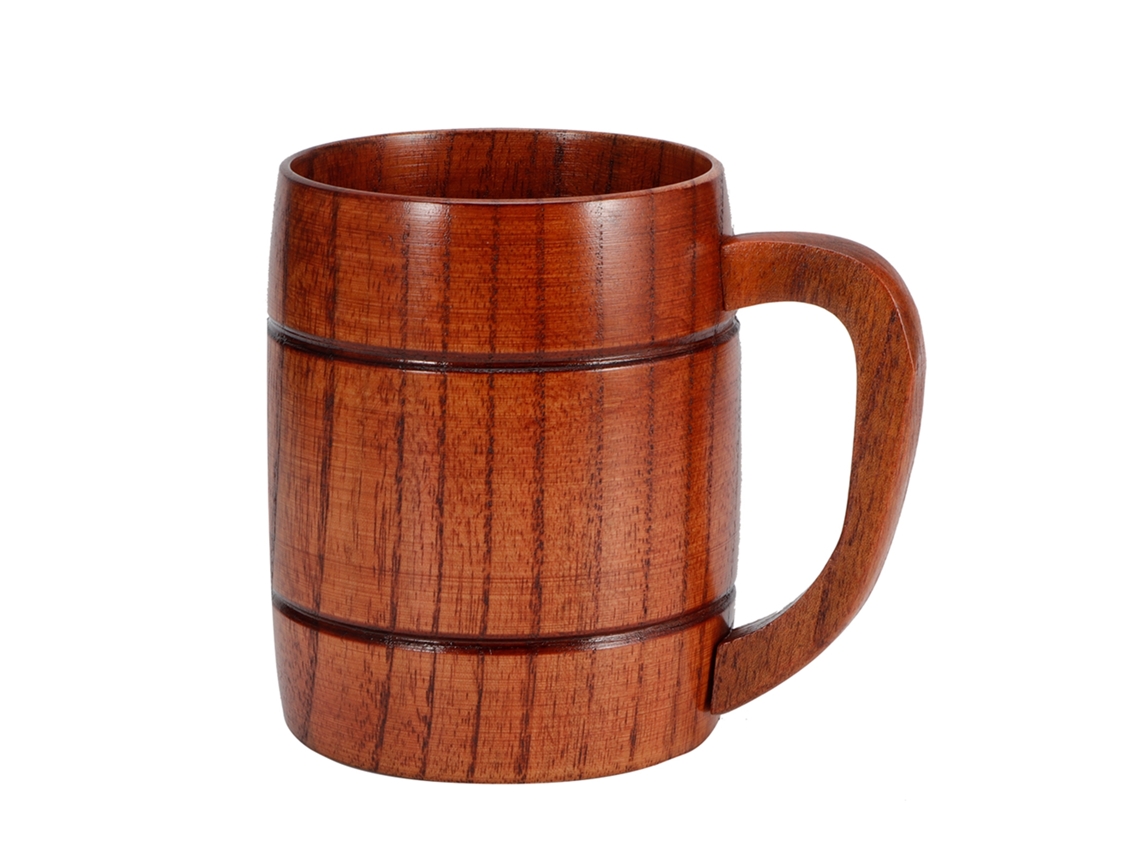 Caneca de Madeira para Cerveja com Alça, Água, Vinho, Chá e Café, Único para Mesa e Cozinha AQUAFORGE