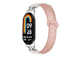 Bracelete para Xiaomi Smart Band 10/9/8 Silicone Magnético com Três Esferas em Formato de D Rosa Claro Areia XIAOMOYU