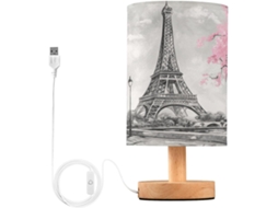 Abajur De Cabeceira Torre Eiffel Paris Para Quarto, Abajur De Cabeceira Led, Luminária De Leitura Com Portas Usb E