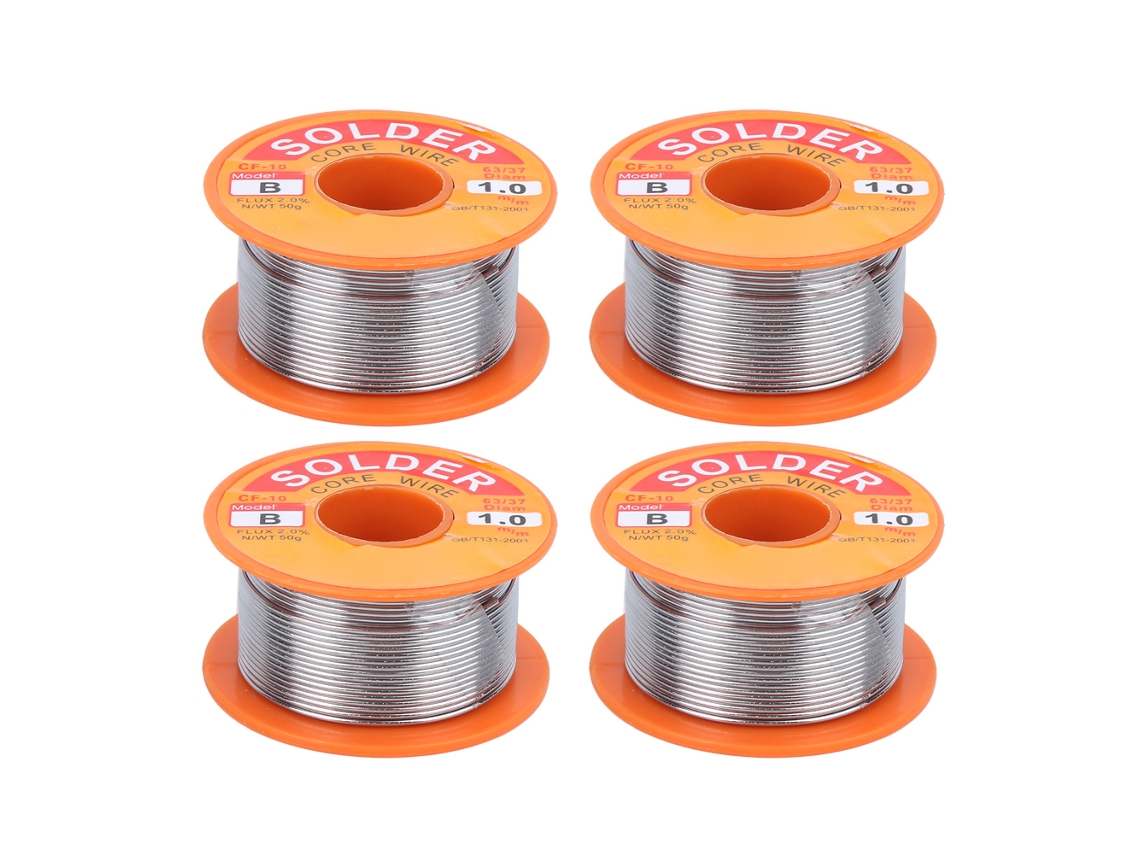 Fio De Estanho Com Flux 4 Rolo 50g 1mm Alta Pureza Sem Limpeza Para Soldagem