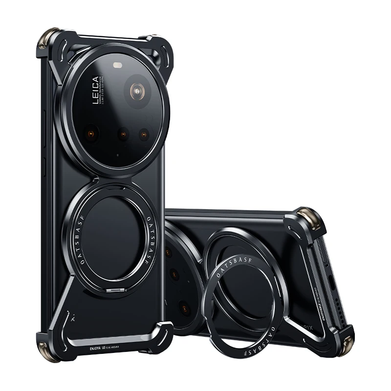Capa Para Celular Xiaomi 15 Pro (preta) Com Suporte Magnético Giratório De 360°