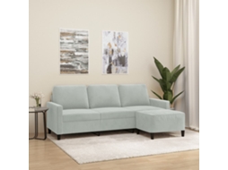 Vidaxl Sofá De 3 Lugares Com Apoio De Pés 180 Cm Veludo Cinzento-claro