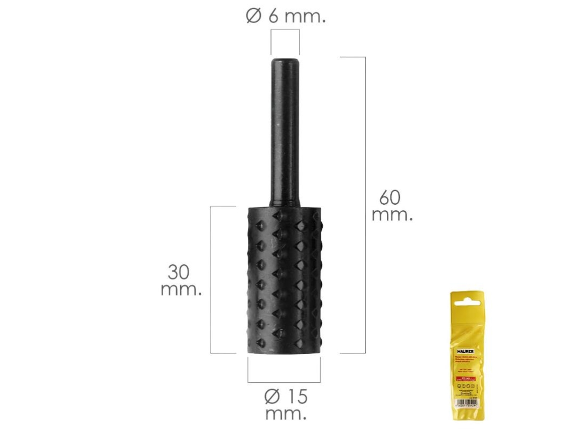 Fresa Rotativa Para Madeira Cilíndrica Ø 15 mm Para Furadeira/Fresadora MAURER