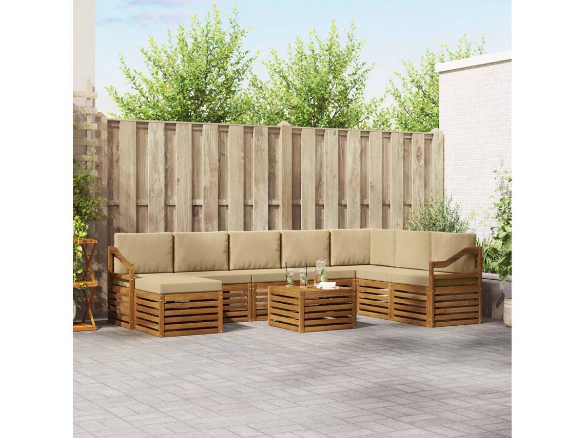 Vidaxl Conjunto De Sofás Para Exterior 9 Pcs Natural E Bege