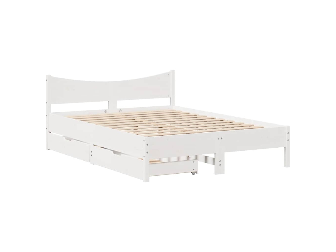 Estrutura de Cama com Gavetas 120x200 cm Pinho Maciço Branco MAISON EXCLUSIVE
