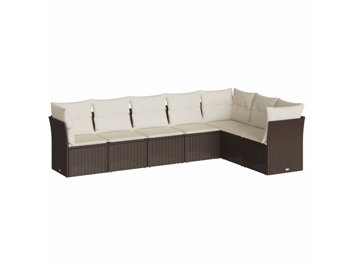 Conjunto de 7 Sofás de Jardim com Almofadões Vime Pe Castanho MAISON EXCLUSIVE (7 pcs)
